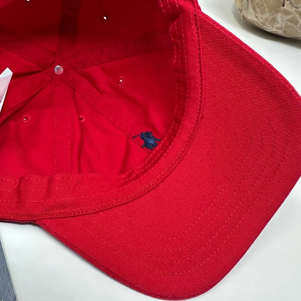 Polo Ralph Lauren Hat Kids Adjustable Red Cotton Signature Pony Cap